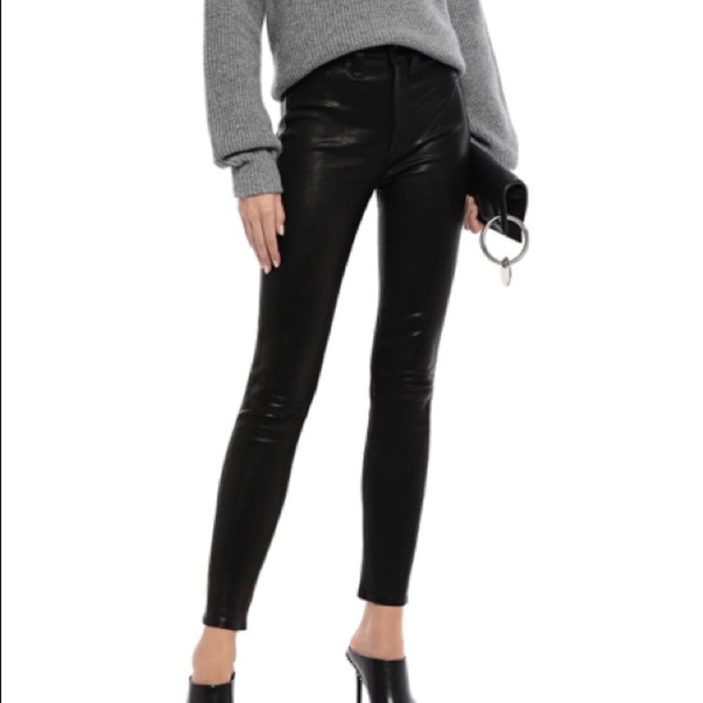 Rag & Bone Black Leather Skinny Pants